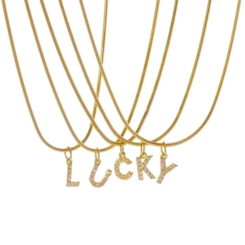 Fashion Letter Titanium Steel Plating Zircon Pendant Necklace