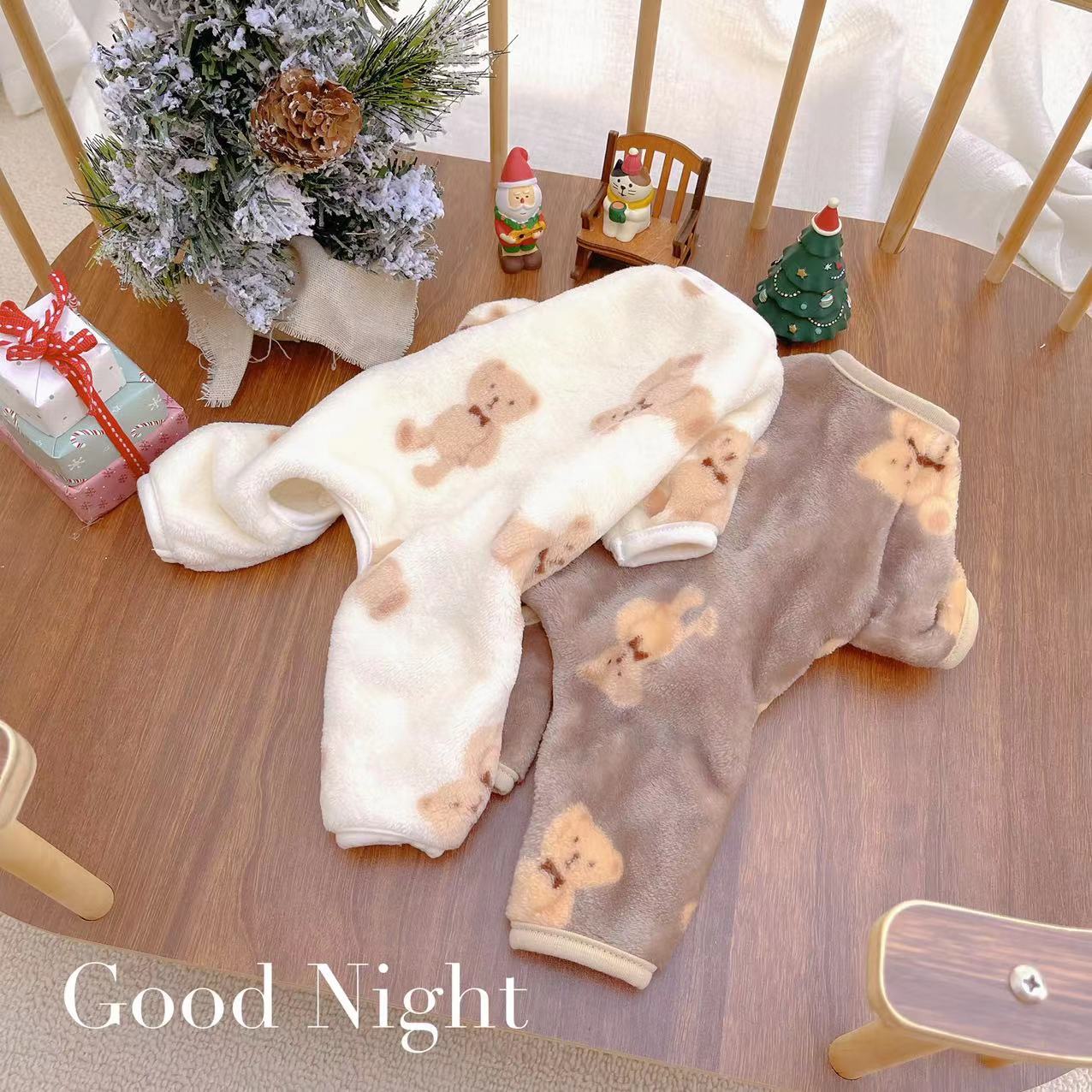 Bear Printed Fleece Dog Jumpsuits/Vest