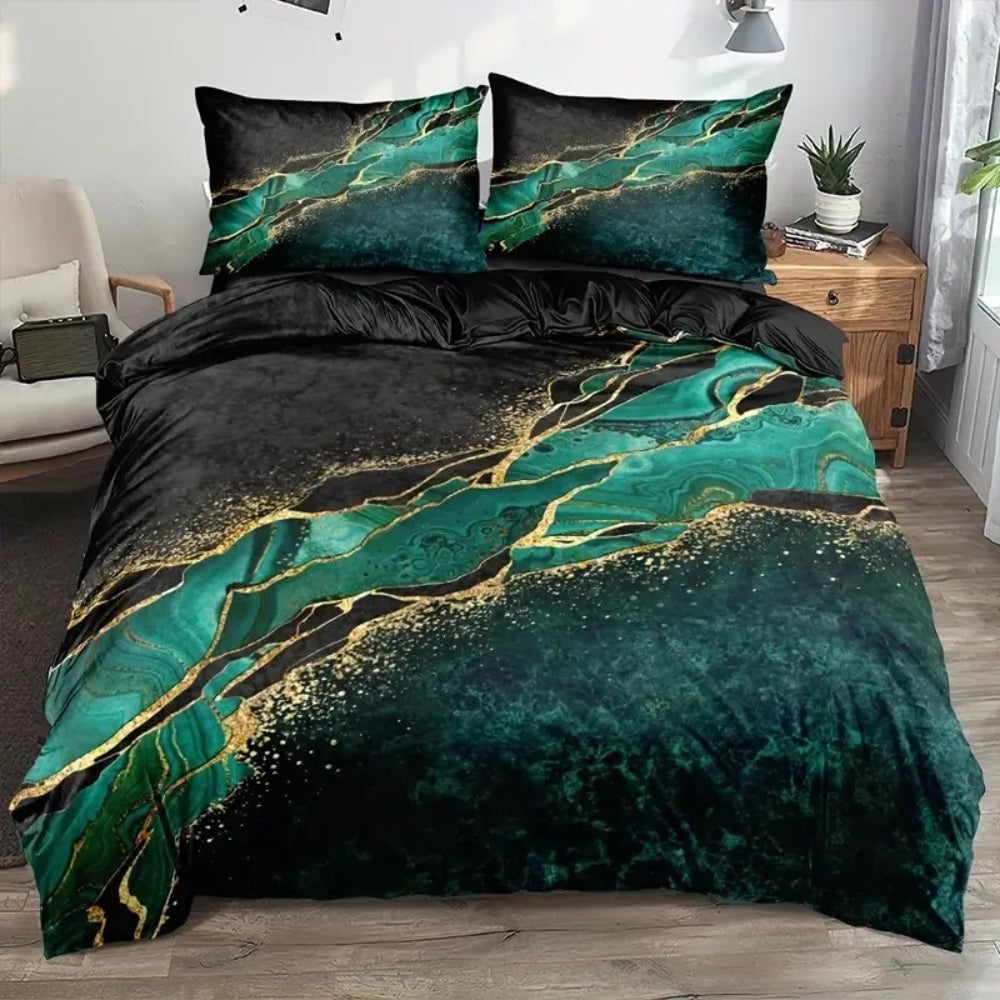 Jade Opulent Gold Accent Quilt Cover Set
