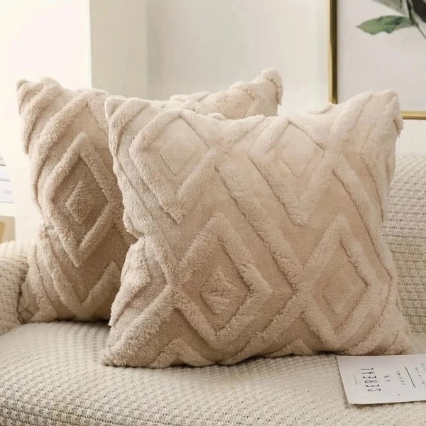 Soft Plush Velvet Pillow Covers. Large Rhombus Pattern. Bedroom Decor. Living Room Decor