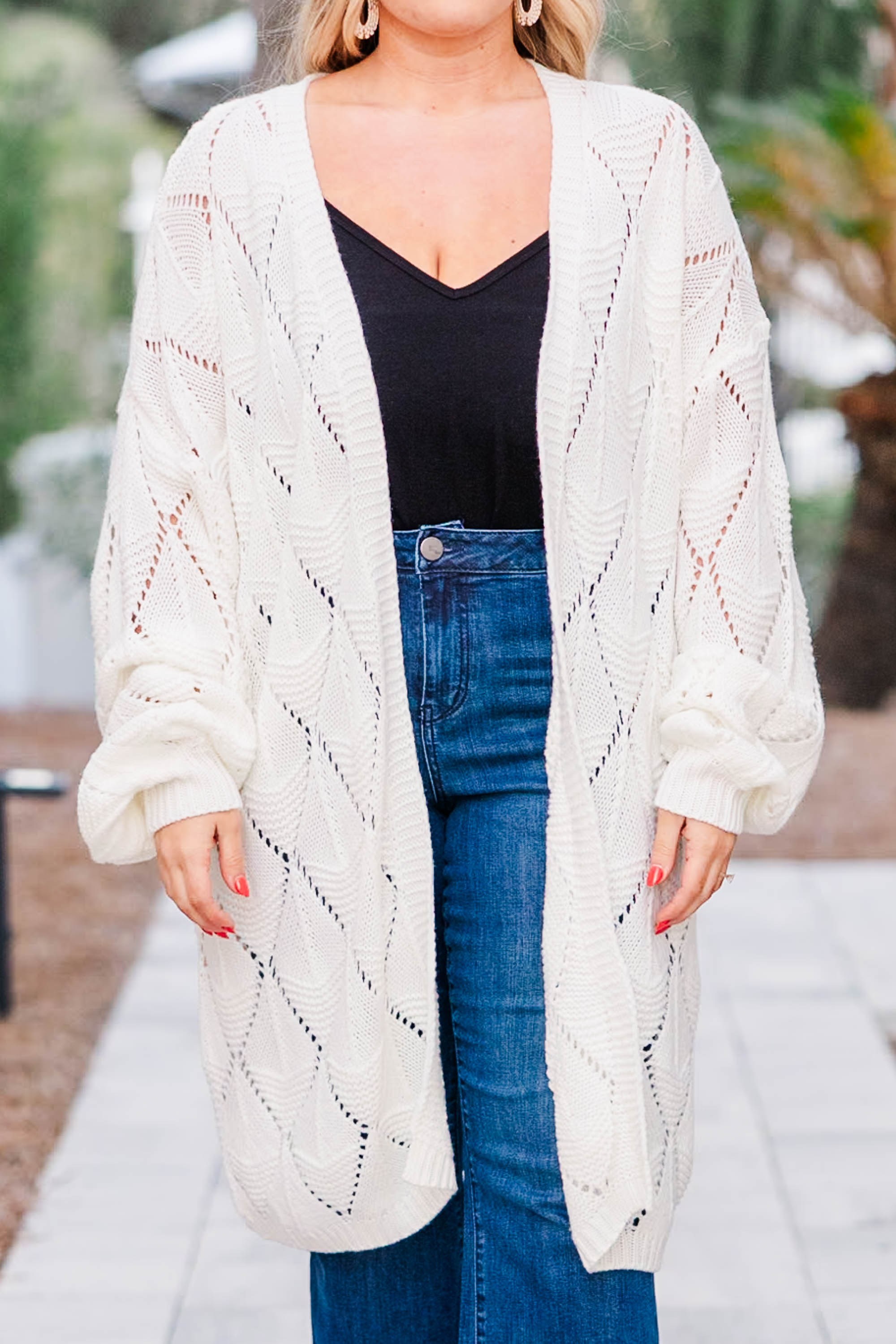 Eat. Drink. And Be Cozy Cardigan. White