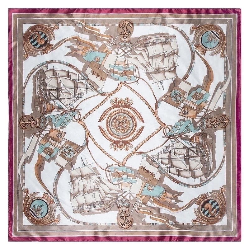 Women's Elegant Sweet Ship Satin Silk Scarf