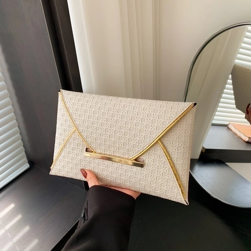 Women's Pu Leather Solid Color Classic Style Square Flip Cover Clutch Bag