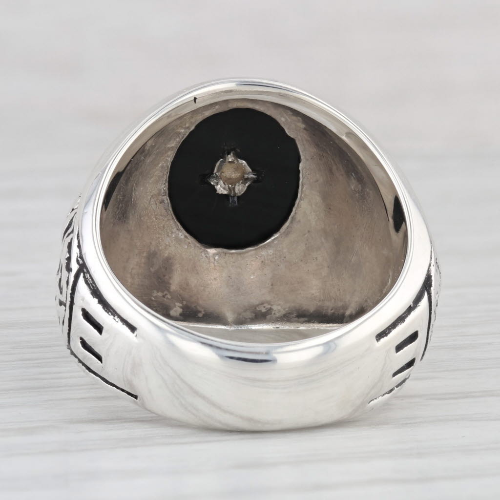United States Marine Corps Onyx Signet Ring Sterling Silver Size 9 AS IS