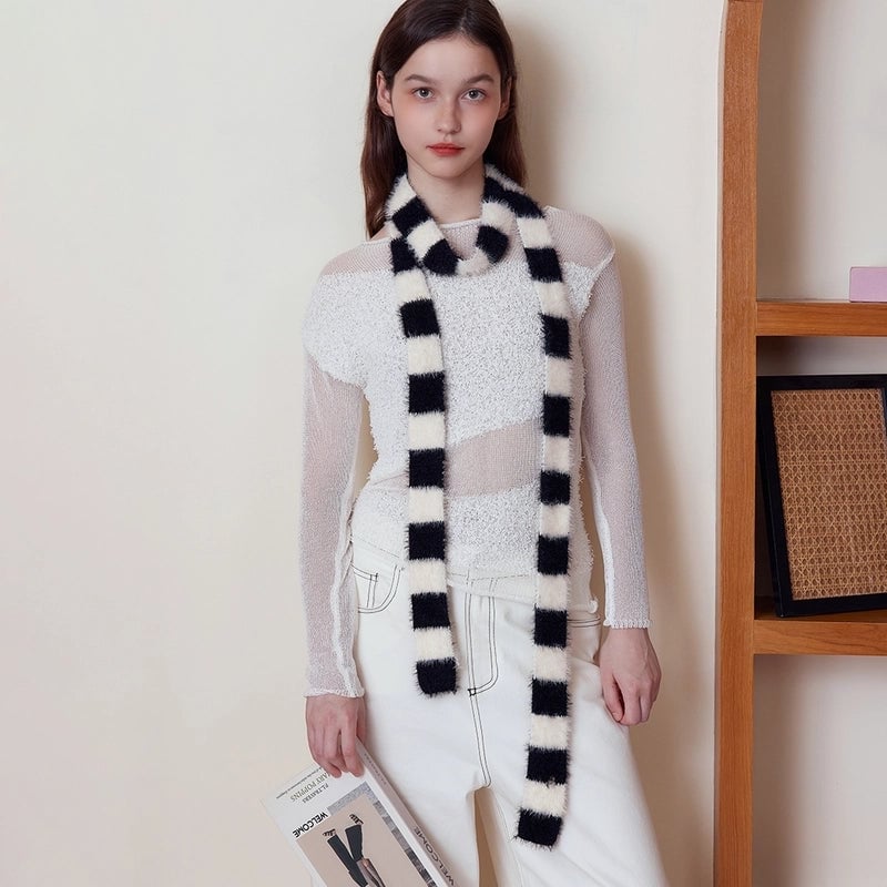 Women's Elegant Basic Color Block Nylon Scarf