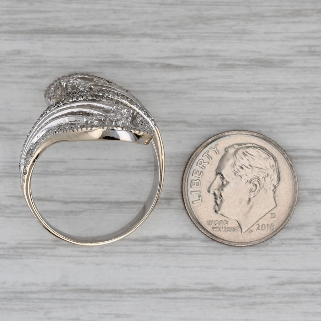 0.52ctw Diamond Shooting Stars Bypass Ring 18k White Gold Size 10 Cocktail