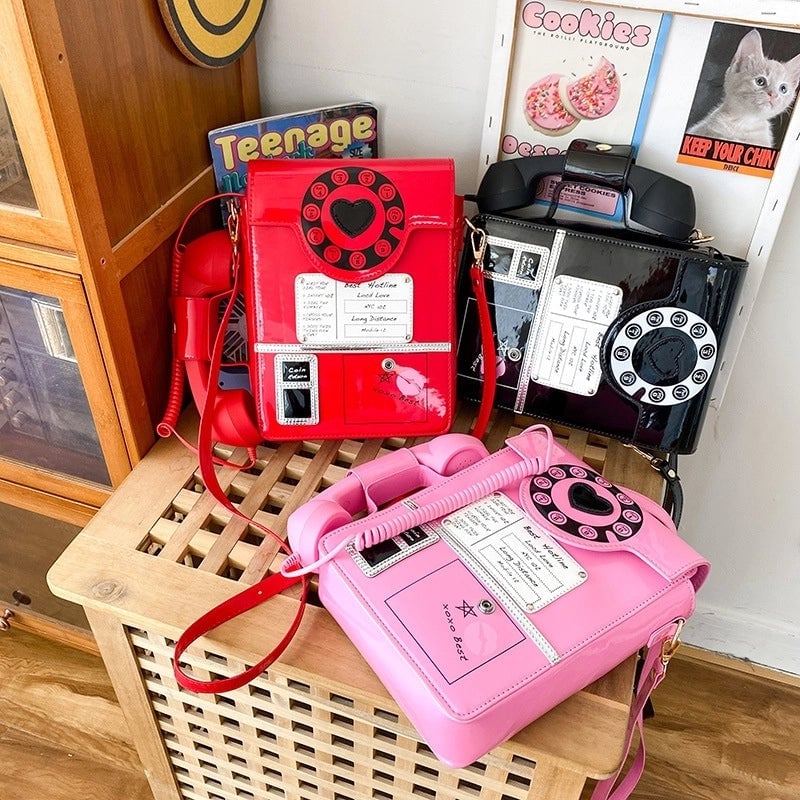 Women's Medium Pu Leather Digital Telephone Streetwear Square Flip Cover Crossbody Bag