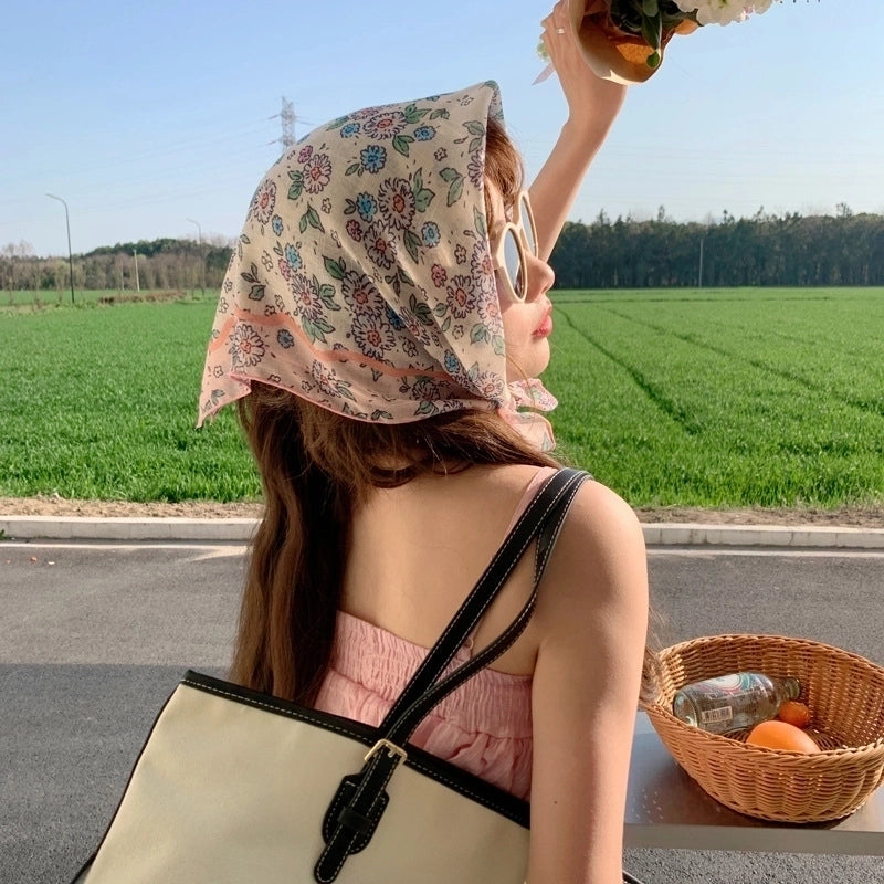 Women's Sweet Pastoral Flower Polyester Printing Bandanas