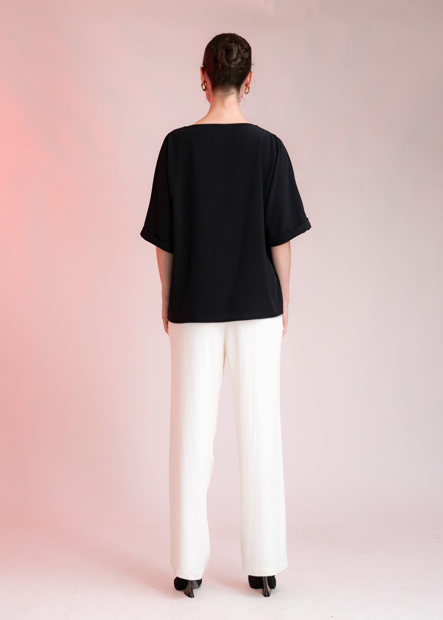 Boat Neck Loose Fitted Blouse