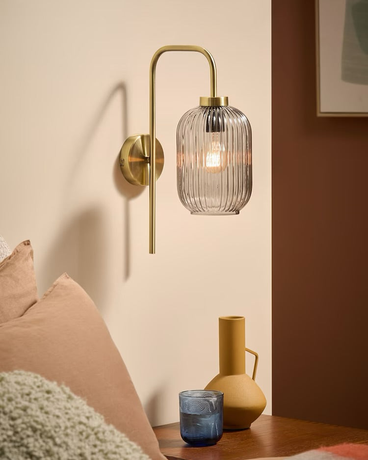Ribbed Glass Globe Wall Light