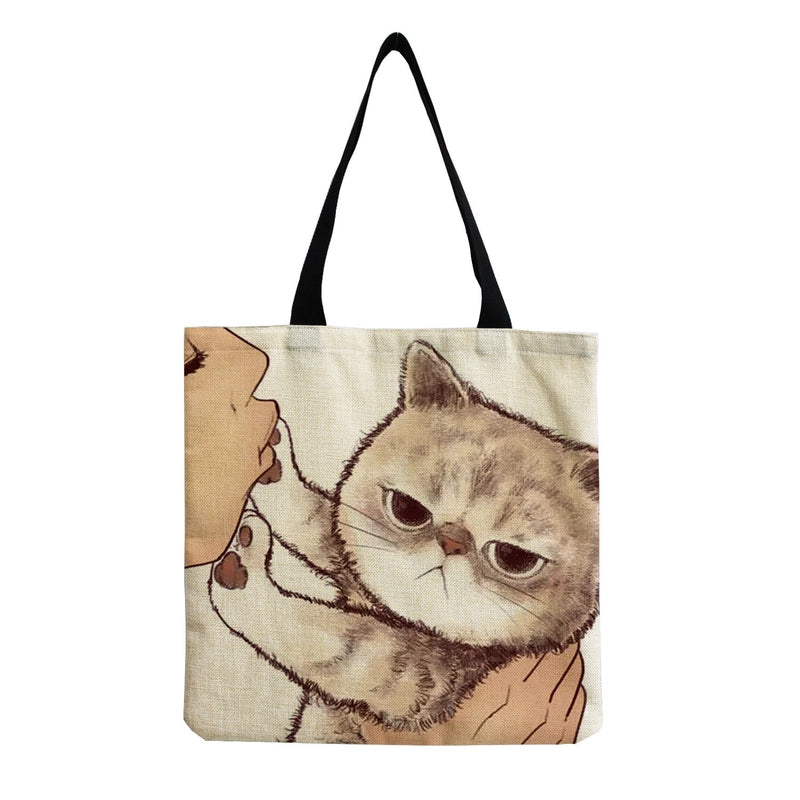 Women's Linen Animal Cute Square Open Shoulder Bag