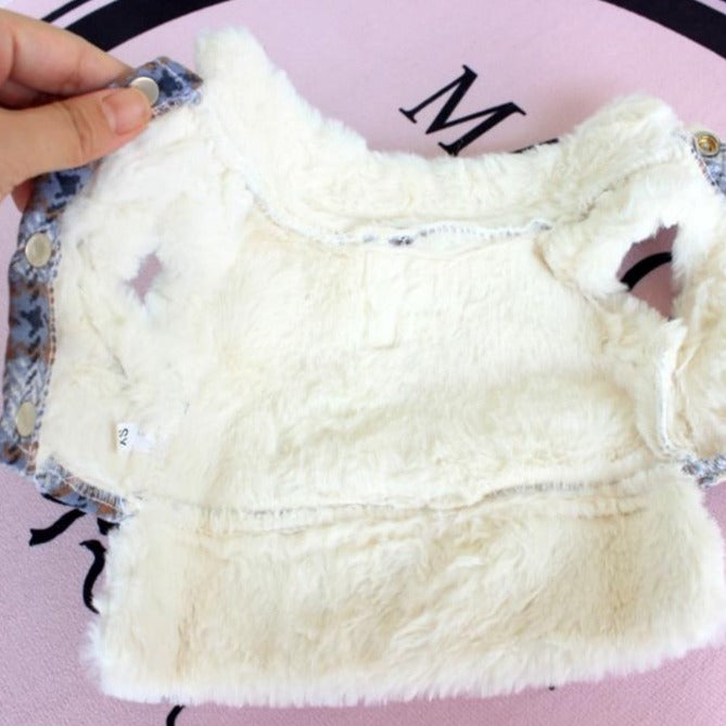 Plaid Furry Dog Jacket Harness
