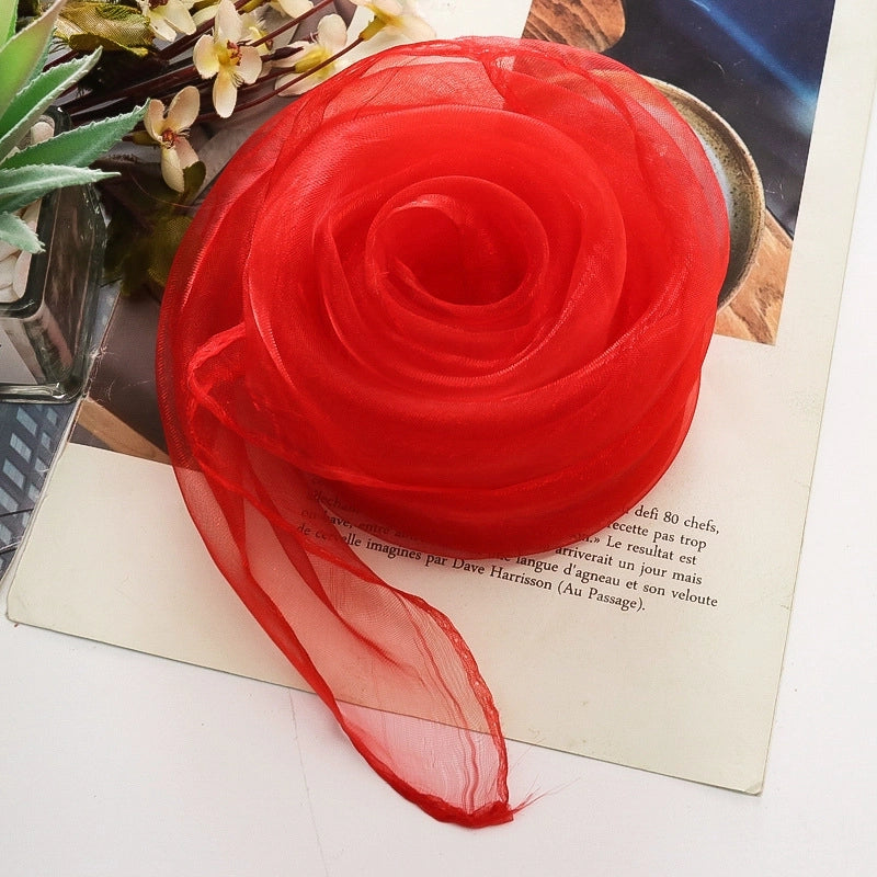 Women's Sweet Solid Color Polyester Silk Scarf