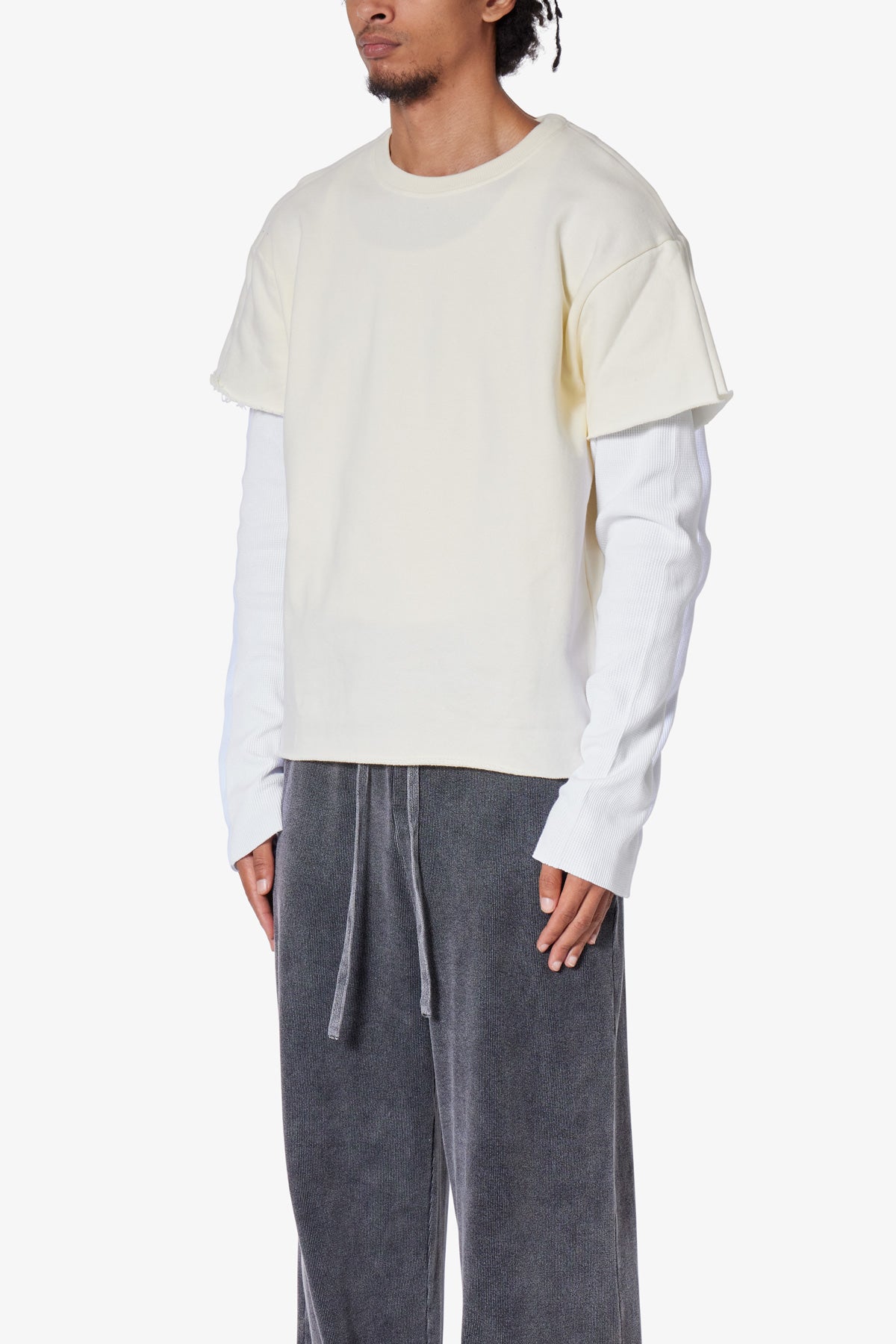 French Terry Double Layer Thermal L/S Tee - Cream