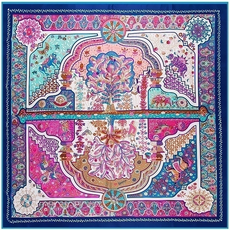 130cm Flower Carriage Twill Large Square Scarf Scarf Sunscreen Shawl