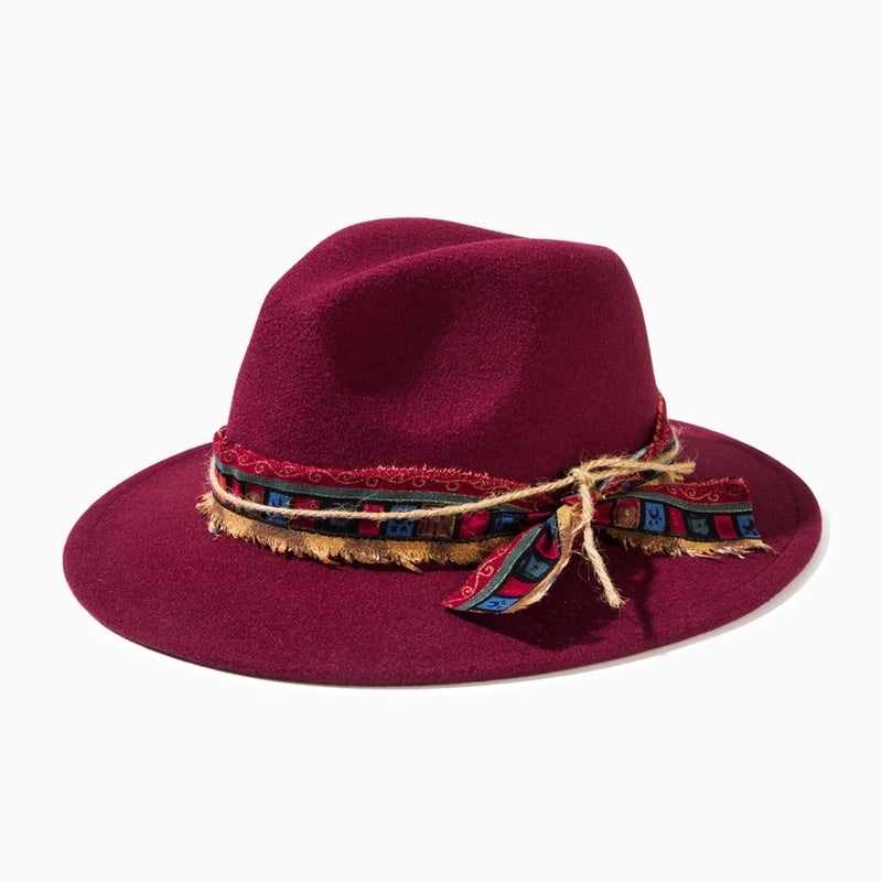 Unisex Casual Elegant Solid Color Flat Eaves Fedora Hat