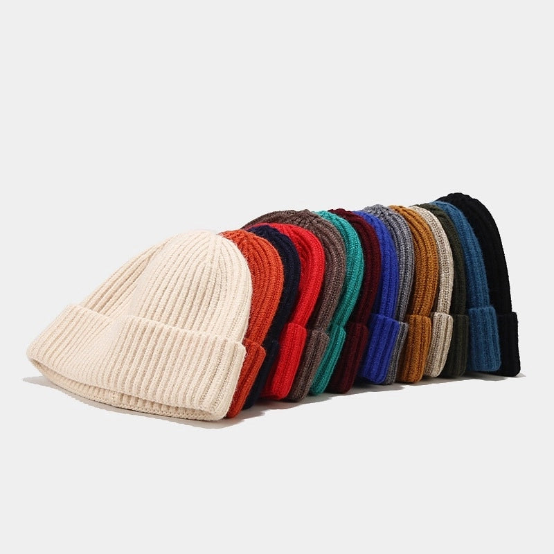 Unisex Basic Minimalist Solid Color Eaveless Wool Cap