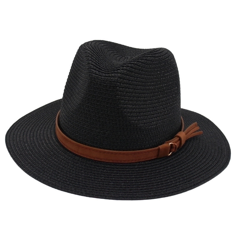 Unisex Pastoral Solid Color Wide Eaves Straw Hat