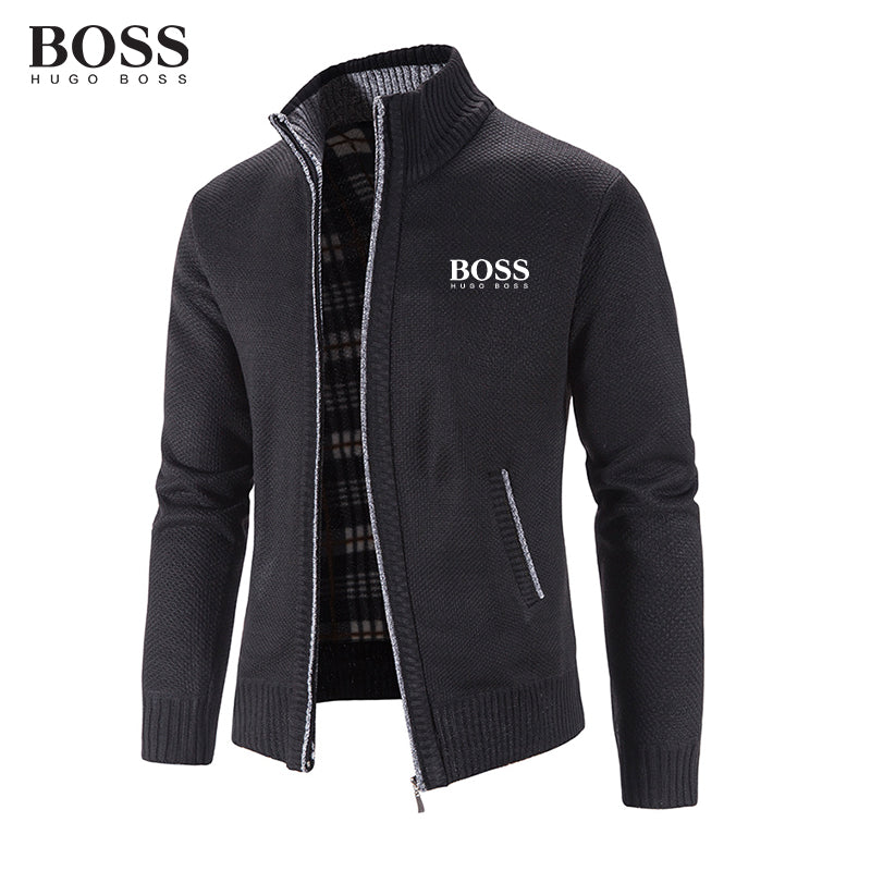 BOSS Men Band Collar External Trench Coat