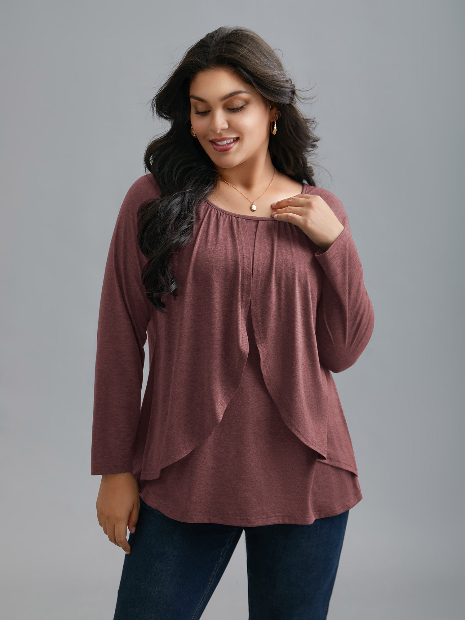 2-In-1 Gathered Ruffle Trim T-Shirt