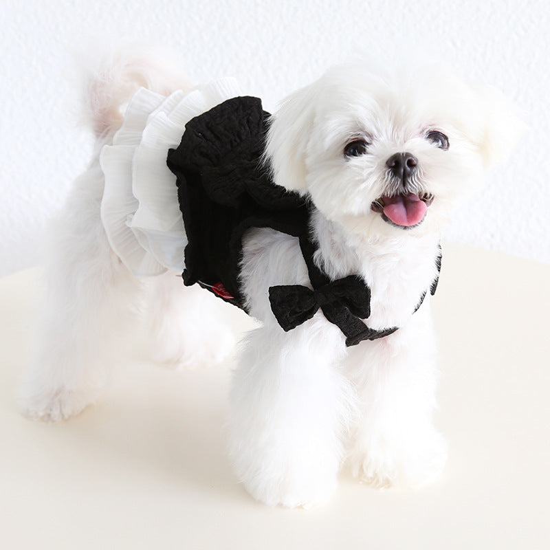 Sweet Big Bow Dog Cat Chiffon Dress