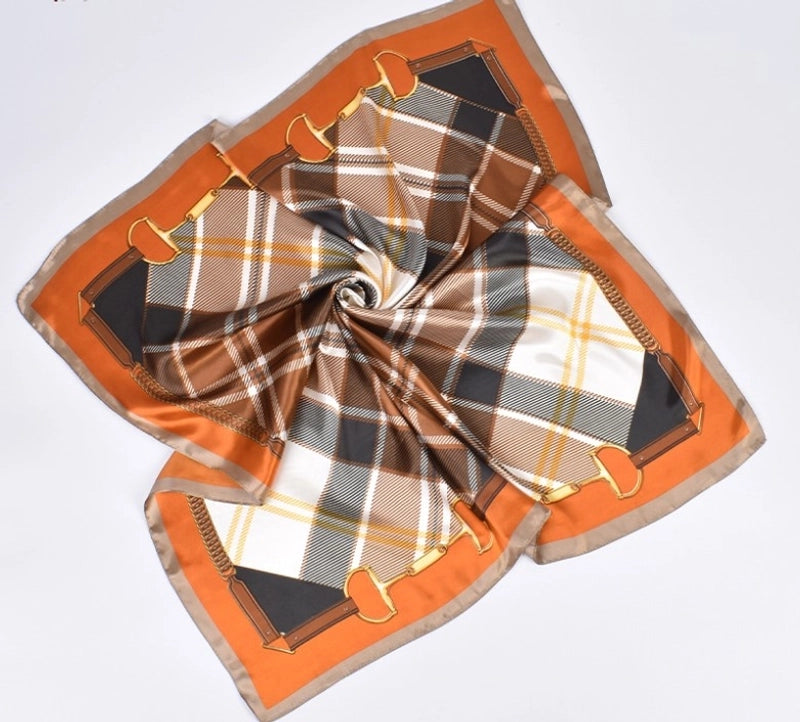 Women's Fashion Lattice Satin Silk Scarves