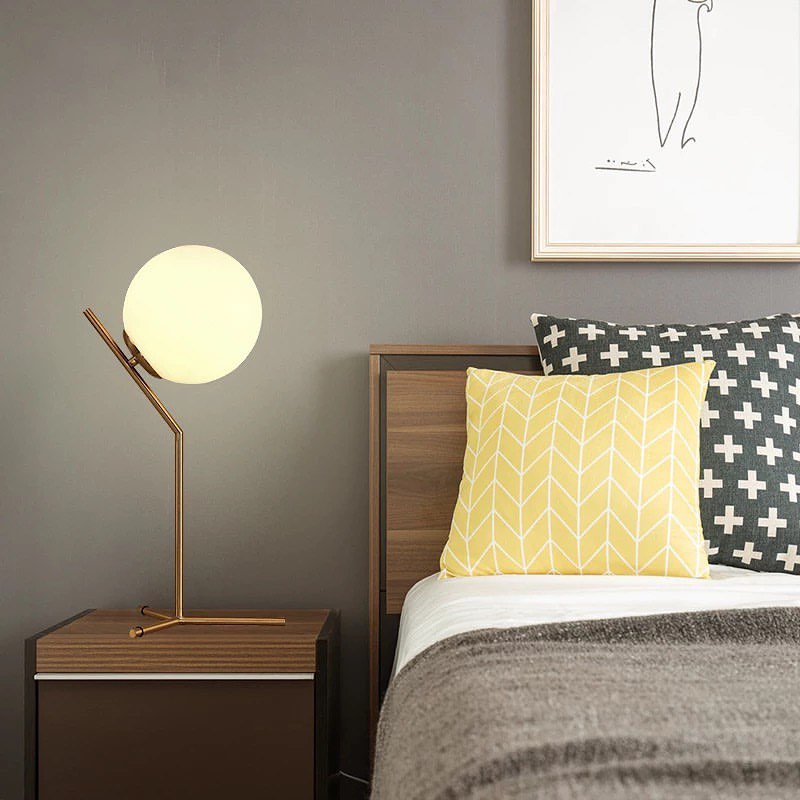 Modern Brass and Globe Table Lamp