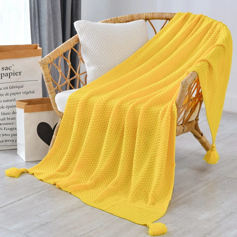 Elegant Solid Color Polyester Acrylic Blanket