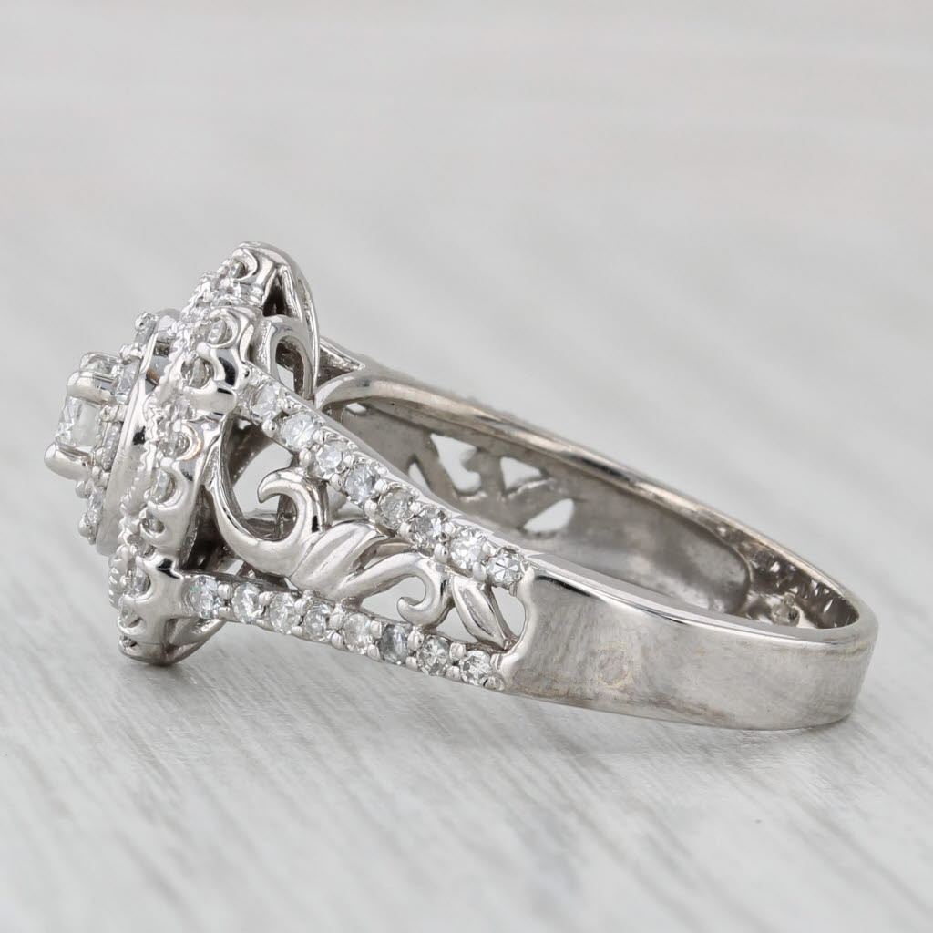 1.37ctw Diamond Flower Ring 14k White Gold Size 8.25 Engagement