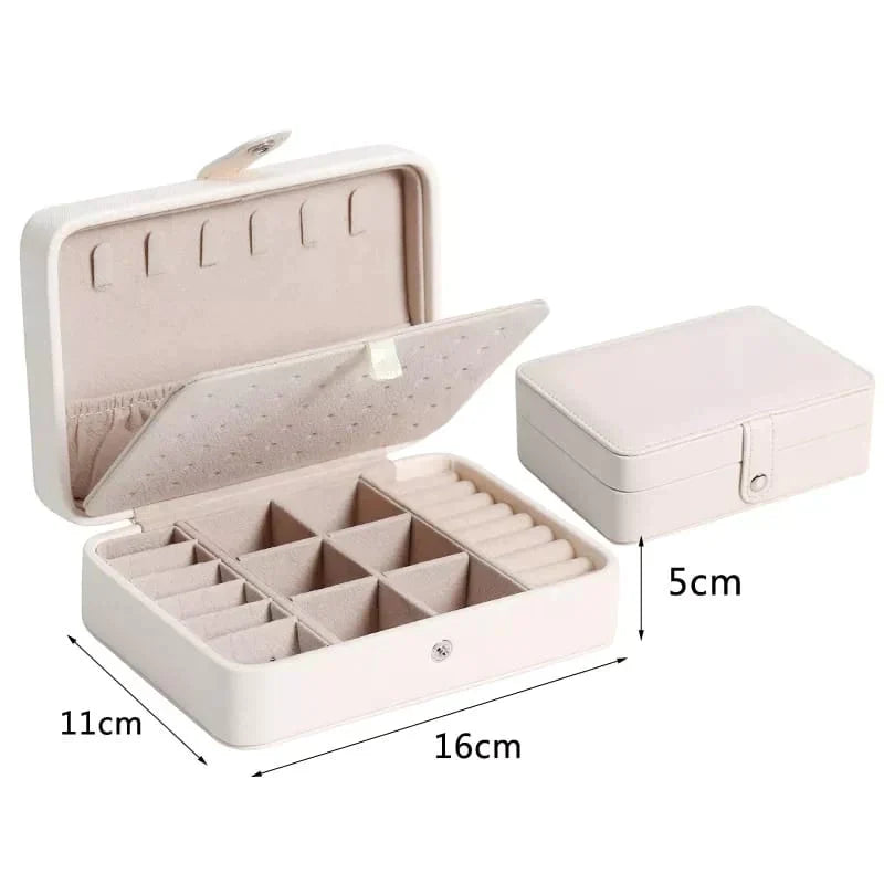 Leather Mini Jewelry Box Double Layer