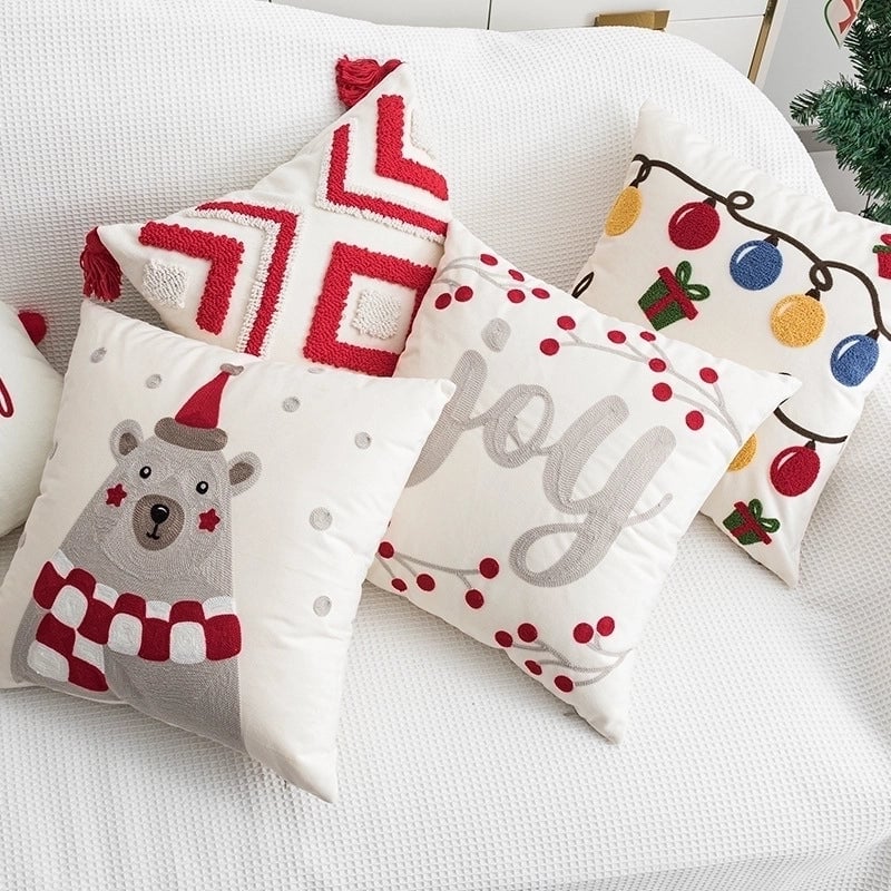 Christmas Casual Cute Letter Bear Solid Color Polyester Pillow Cases Couch & Sofa Decor