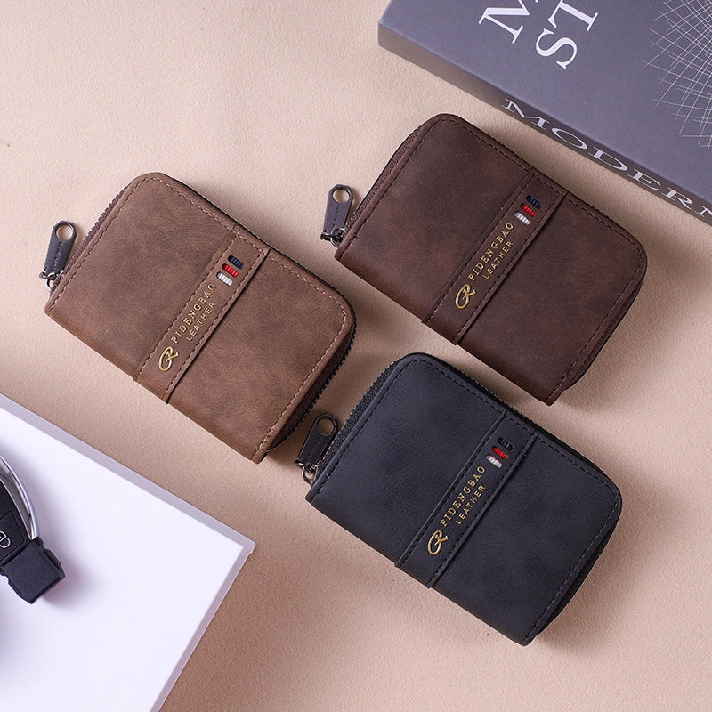 Unisex Solid Color Pu Leather Zipper Small Wallets