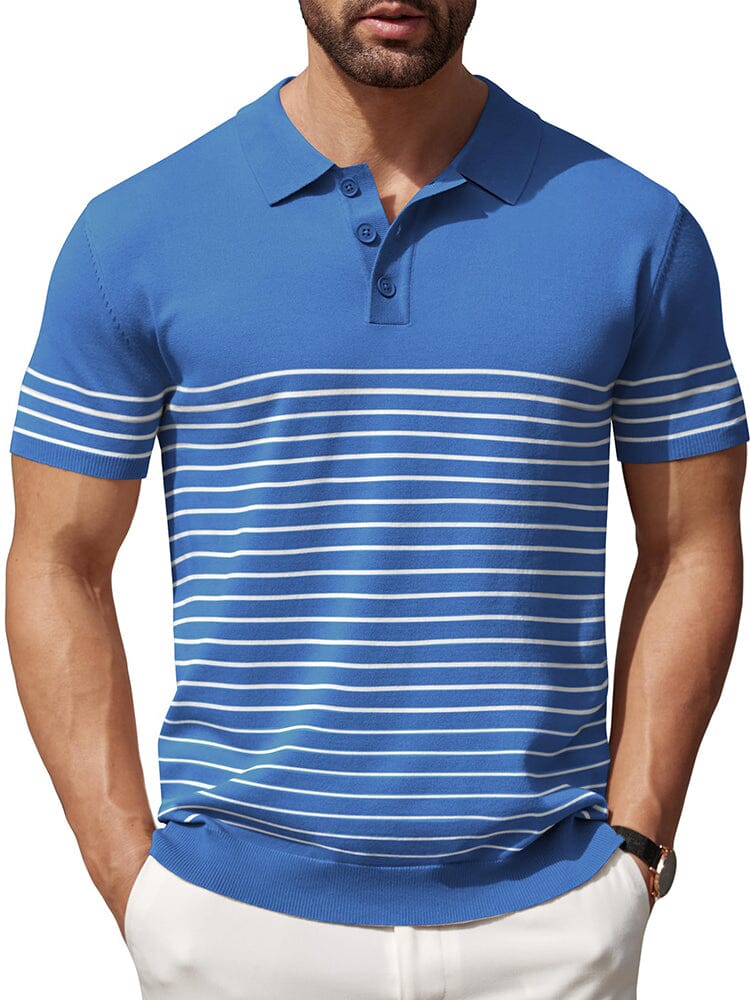 Casual Stripe Knit Polo Shirt (US Only)