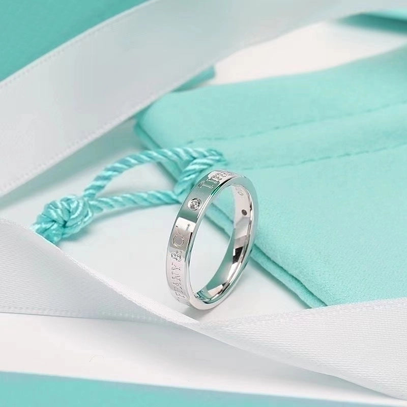 Minimalist Letter Titanium Steel Inlay Glass Rings