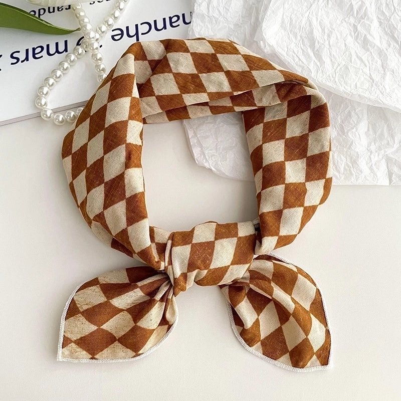 Women's Sweet Minimalist Color Block Cotton And Linen Printing Scarf