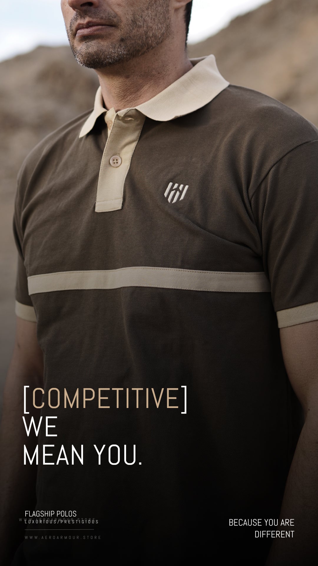 Aero Organic Olive Green Retro Polo T-Shirt
