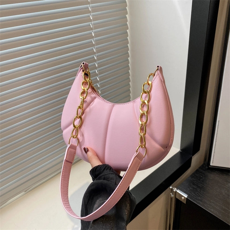 Women's Medium Pu Leather Solid Color Streetwear Zipper Underarm Bag