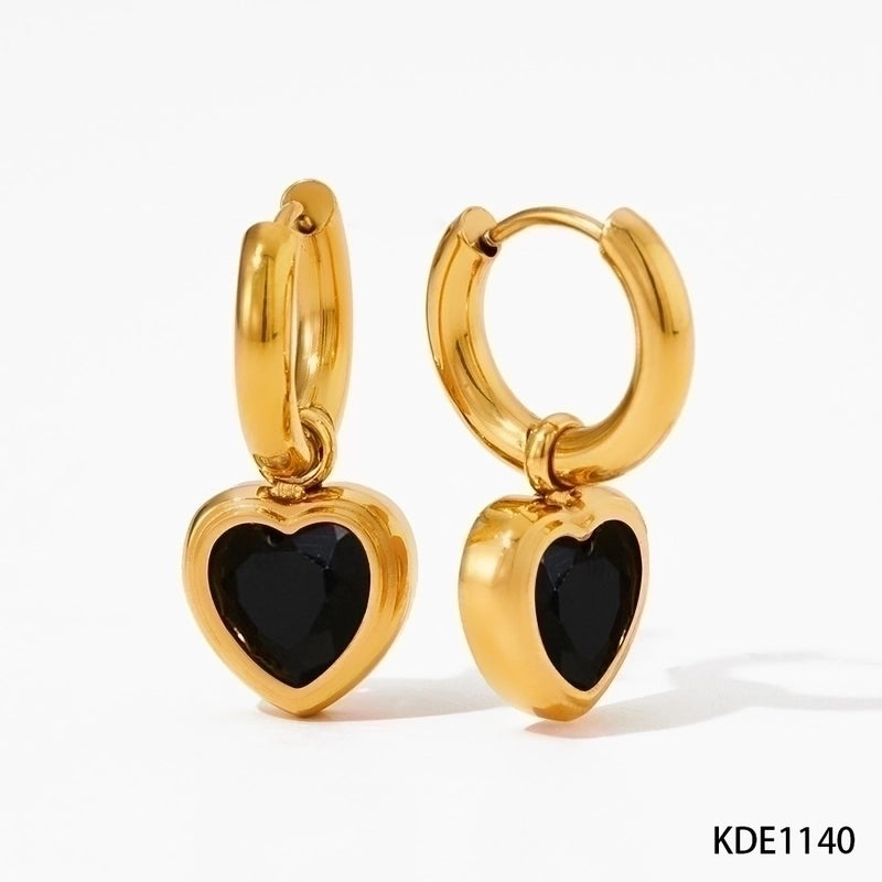 3 Pieces 304 Stainless Steel 16K Gold Plated White Gold Plated Gold Plated Minimalist Inlay Heart Shape Zircon Bracelets Earrings Necklace