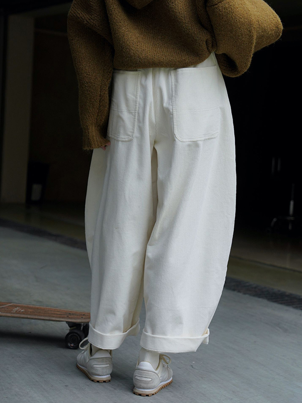 Vintage Corduroy Wide Leg Loose Solid Color Pants