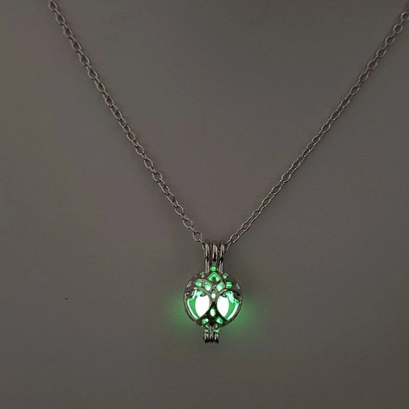 Luminous Hollow Diy Cage Christmas Tree Women's Necklace