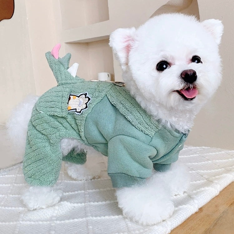 Fleece Dinosaur Tail Dog Jumpsuits