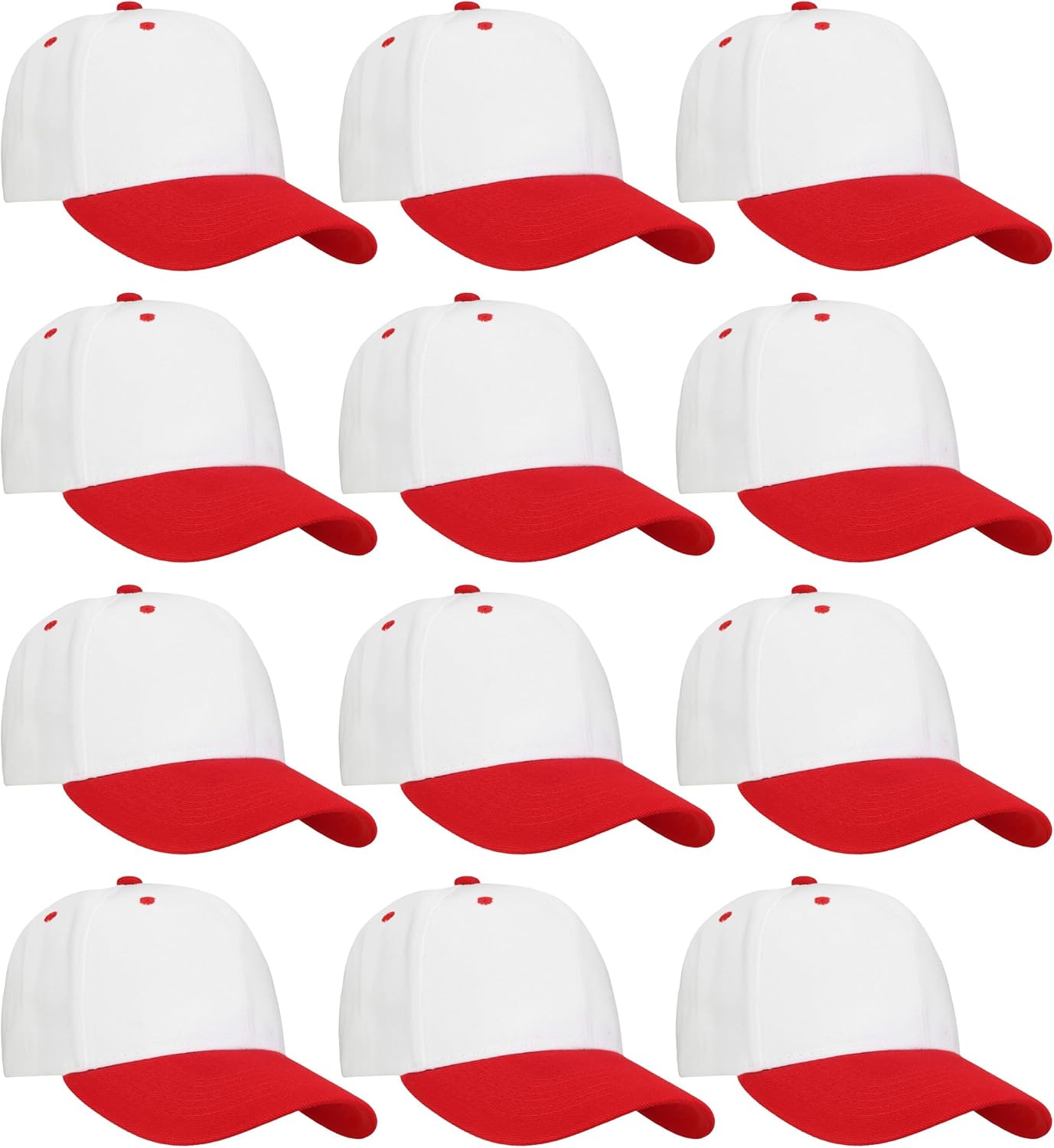 Falari Wholesale Bulk Lot 12-Pack Baseball Cap Adjustable Size Plain Blank Solid Color