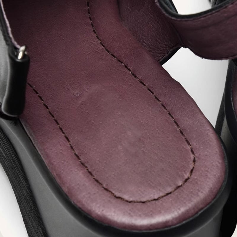 Soft Leather Platform Sandals Peep Toe Slingback High Heel Sandals in Black/Blue/Beige