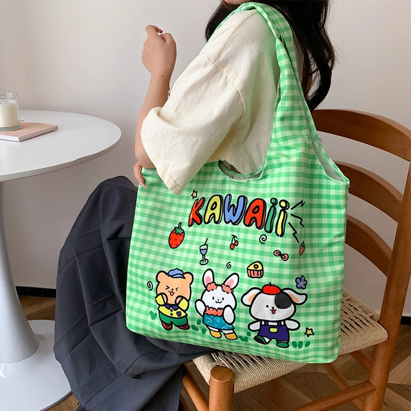 Women's Large Polyester Animal Letter Elegant Cute Streetwear Square Magnetic Buckle Tote Bag