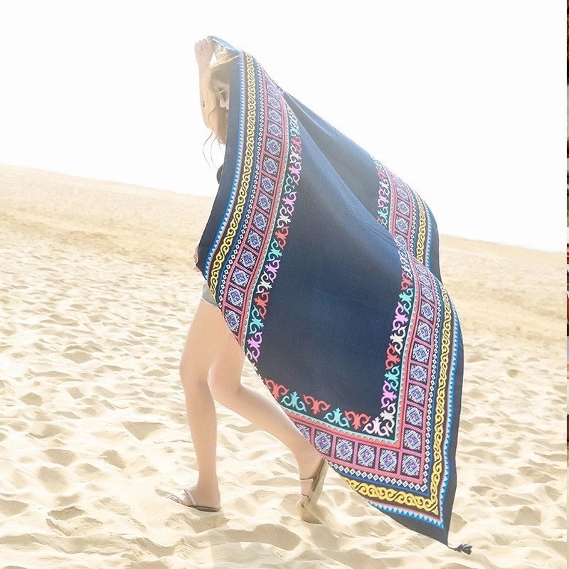 Women's Retro Vacation Geometric Cotton And Linen Scarf