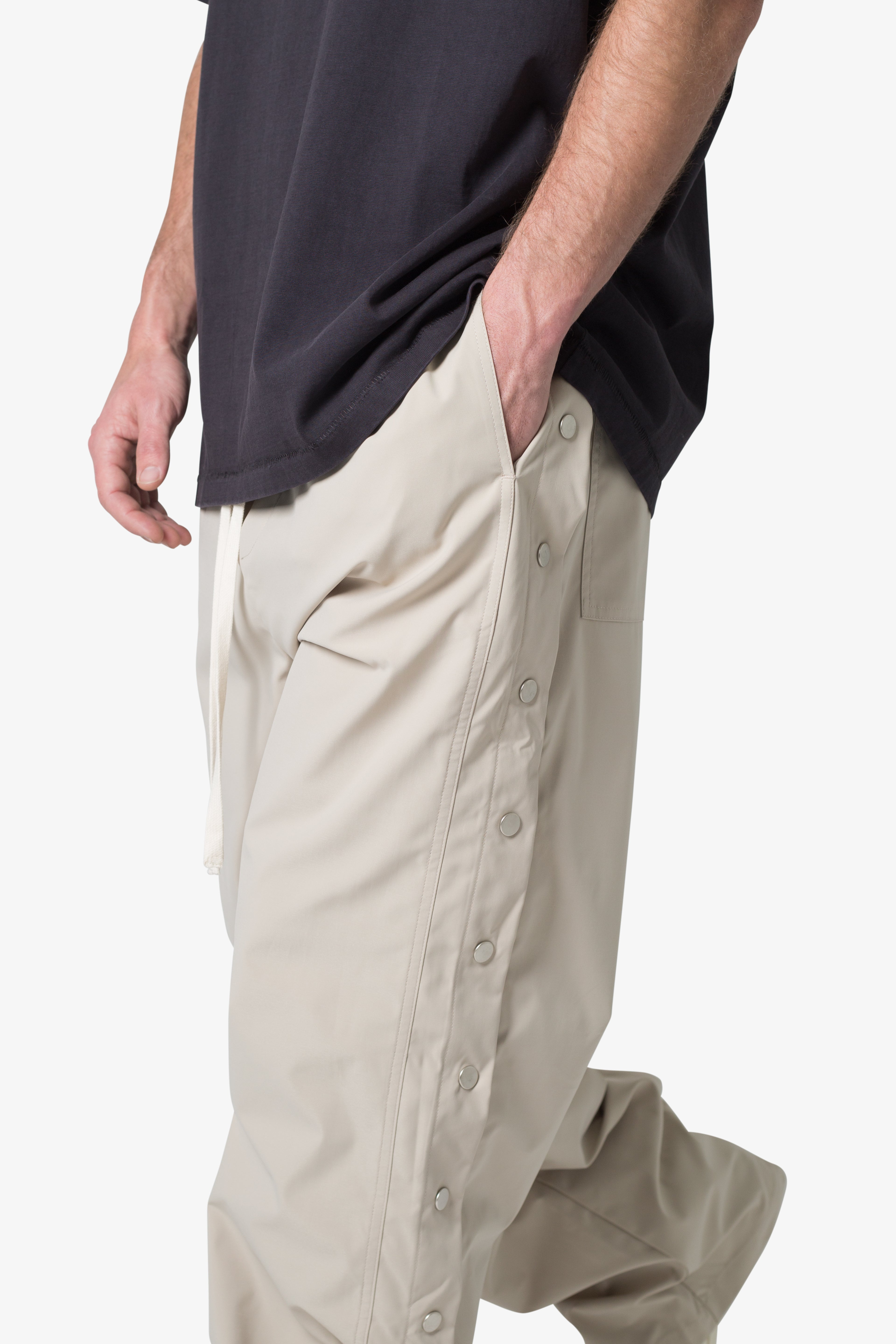 Side Snap Nylon Pants - Tan