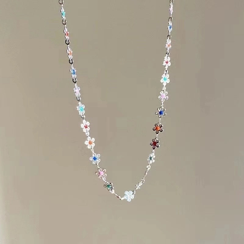 Lady Sweet Heart Shape Flower Fish Tail Imitation Pearl Alloy Inlay Rhinestones Women's Necklace