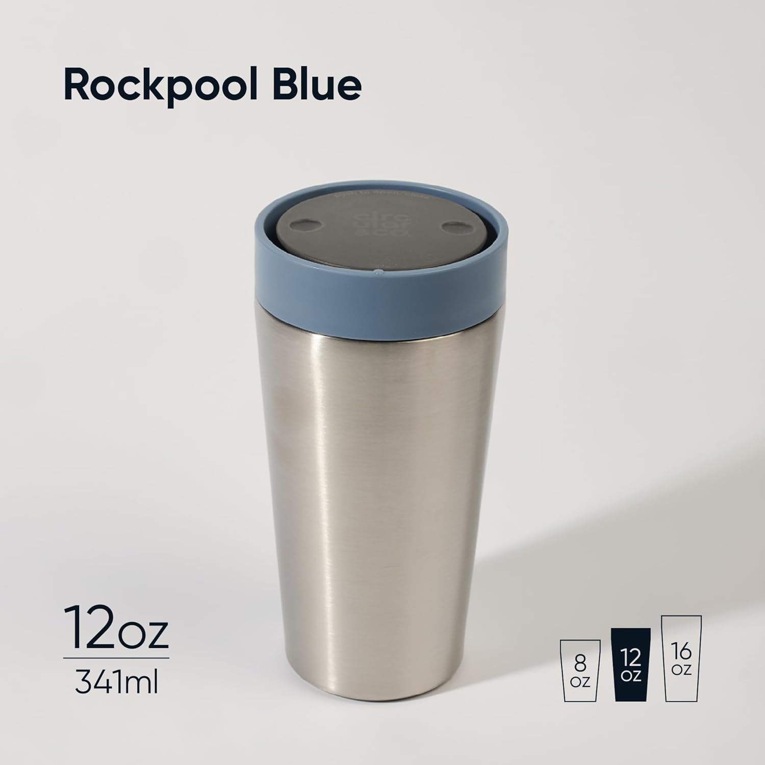 Circular & Co Thermal Stainless Steel Travel Mug - 8oz/227ml - Insulated Reusable Coffee Cup - 100% Leakproof & Lockable - 6 Hours Hot/Cold - Push Top, One Hand Open, 360 Drinking Coffee Tumbler