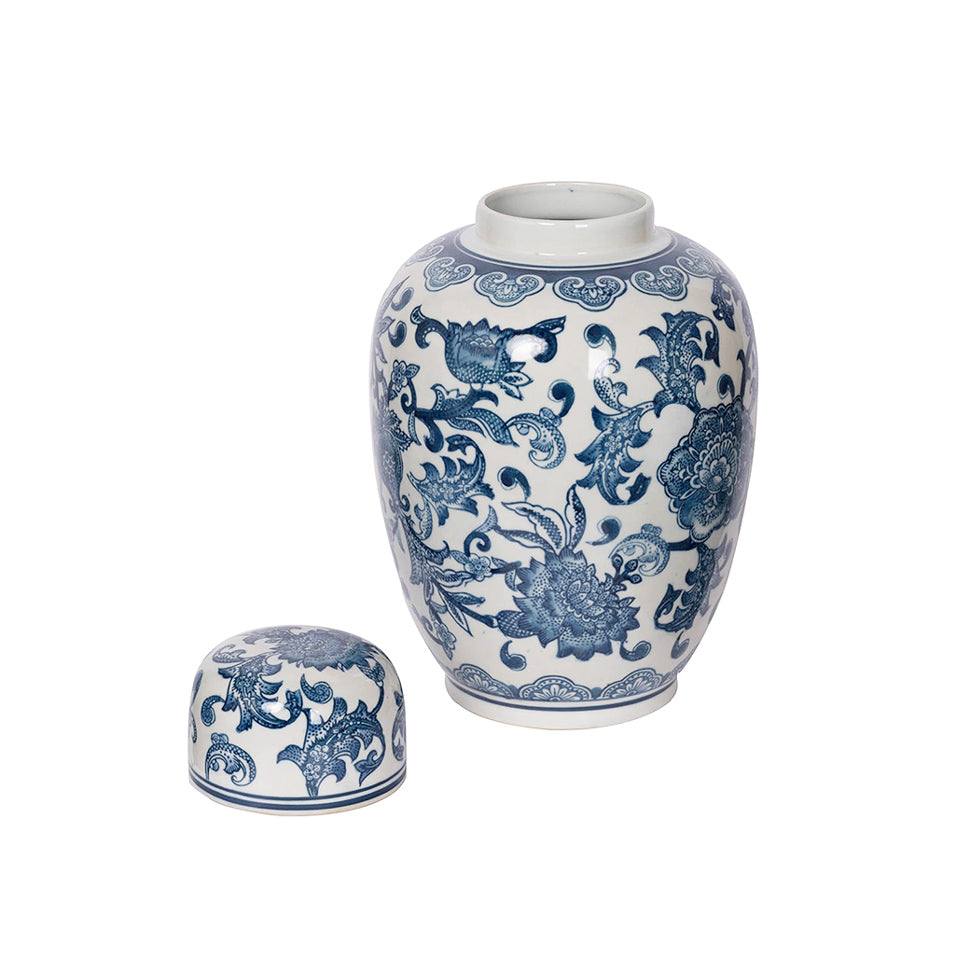 Chantilly Ginger Jar With Lid Medium - Blue Flowers