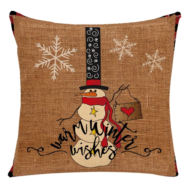 Cute Letter Snowman Elk Chemical Fiber Pillow Cases